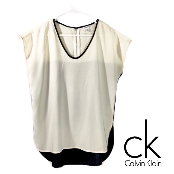 Calvin Klein Tops - CALVIN KLEIN Color Block Black Cream Blouse Top